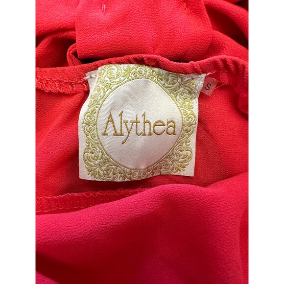 Alythea Red Chiffon Low back bow peplum tank top Size‎ S - Picture 3 of 10